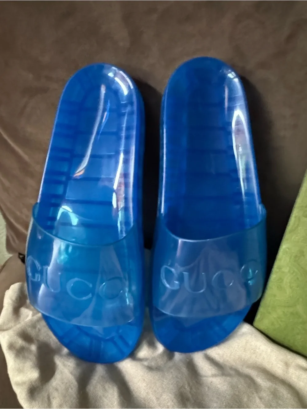 Gucci Unisex Transparent Blue Jelly Slides Men’s 10 With Box Dust bagsWomen’s 12